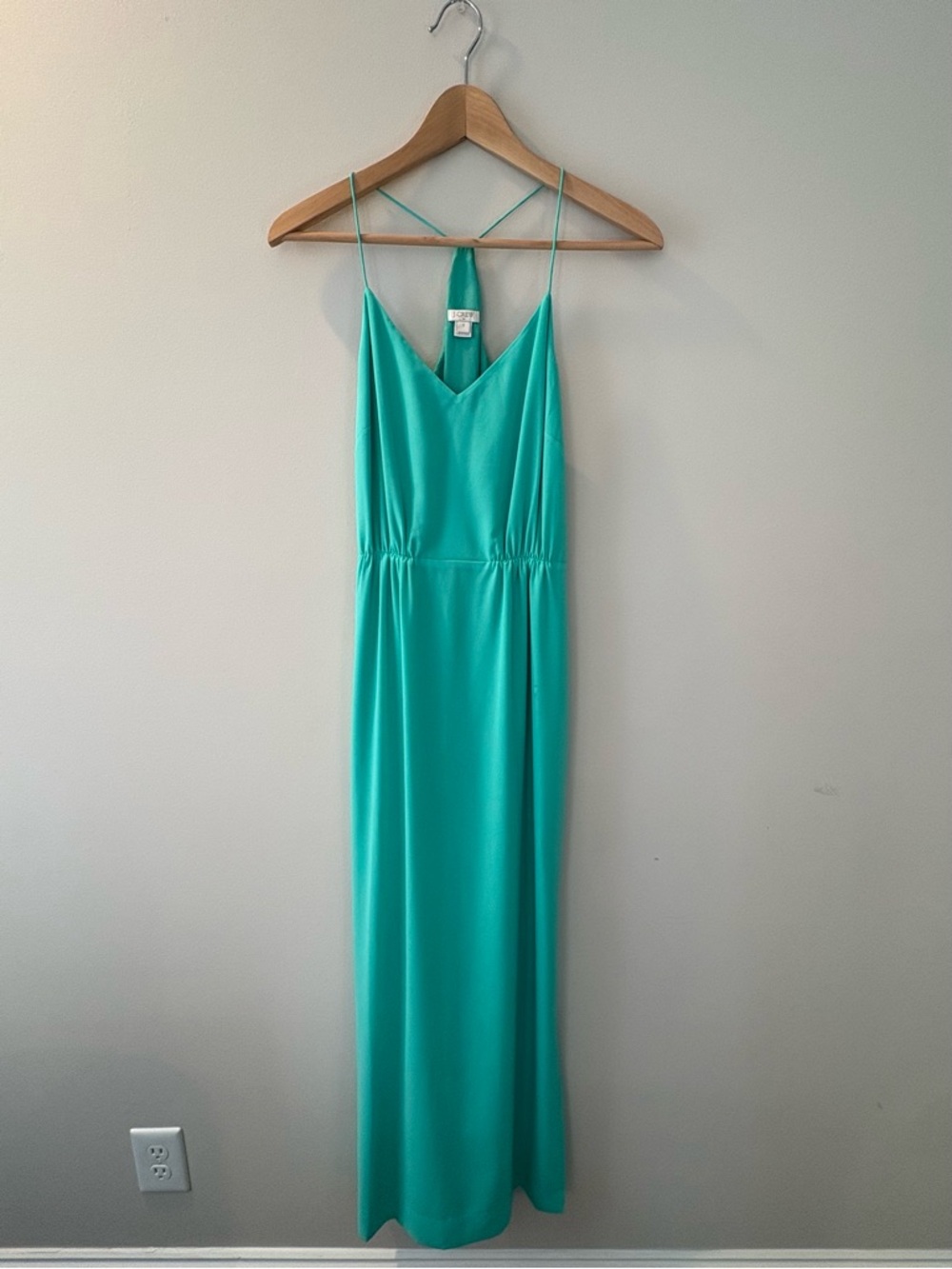 J. Crew Teal Strappy V-Neck Maxi Dress